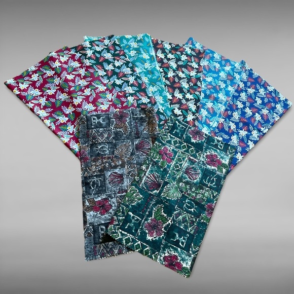 Hawaiian Print 8 Fabric Sewing Quilting 16 x 19 Vintage Florals Petroglyph Vtg - Picture 2 of 6